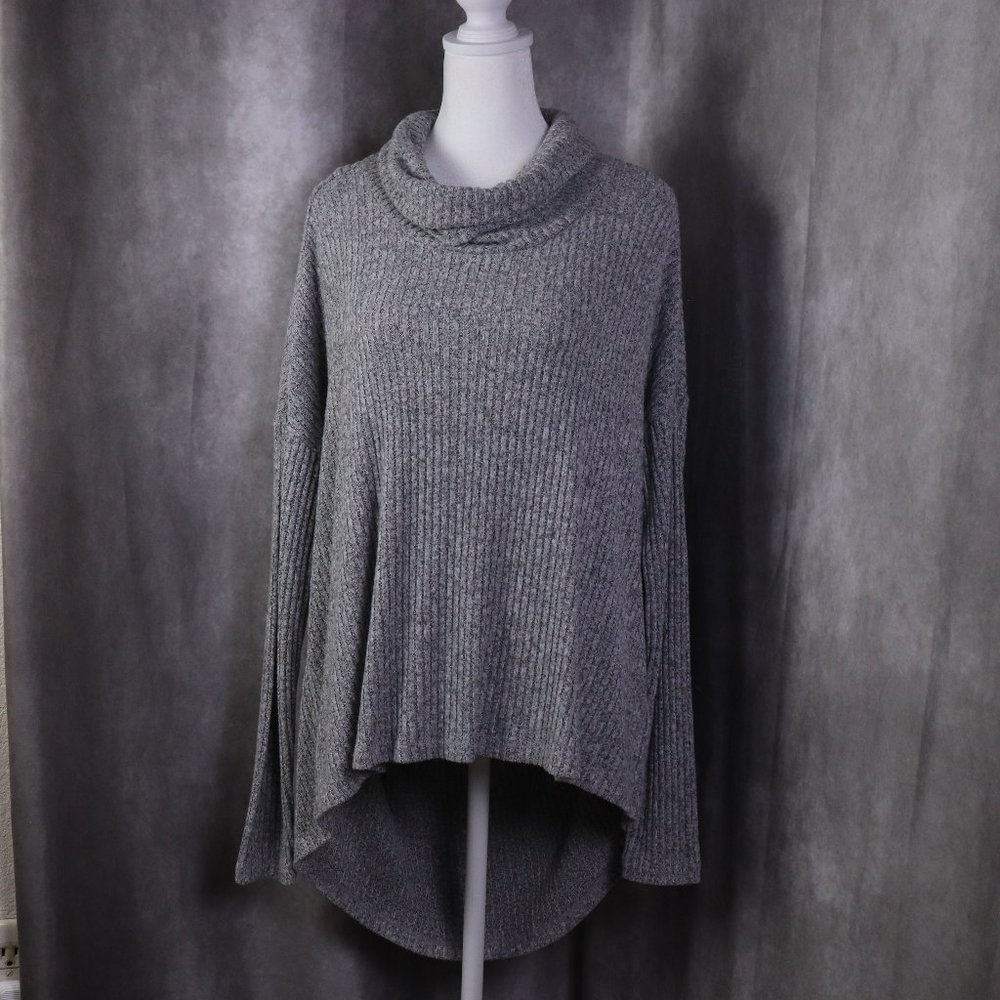 Anthropologie Saturday Sunday Sweater Womens XS/S Gray Ribbed Drop Sleeve Cowl